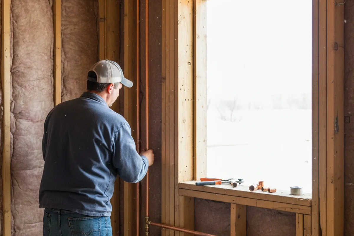 Licensed plumber running new copper supply lines in a Deep River home