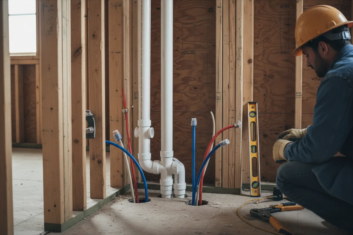 Drain and supply rough-in during Leak Detection in Deep River