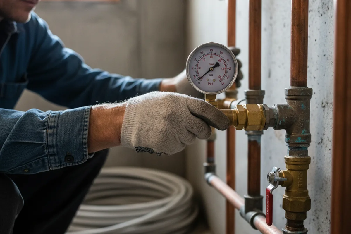 Pressure testing a repaired line during Water Line Repair in Deep River